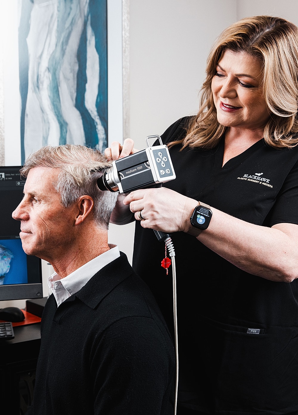 Hair analysis procedure in a professional setting.