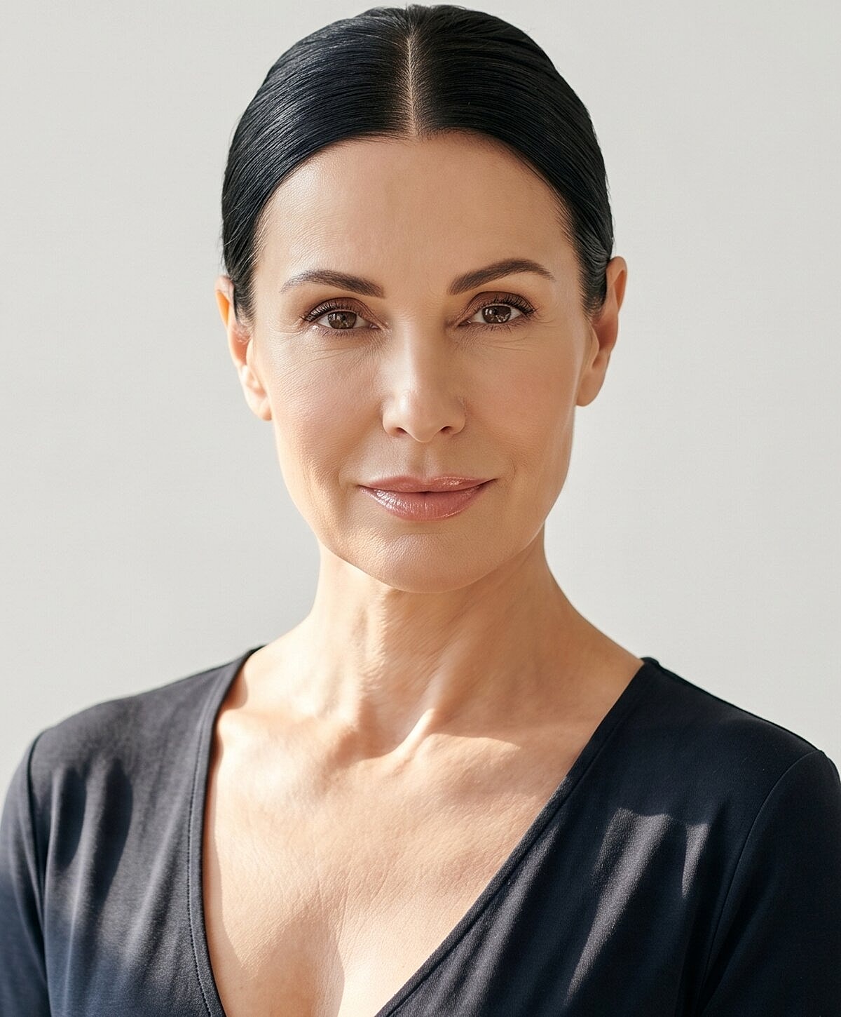 Portrait of a woman with sleek black hair