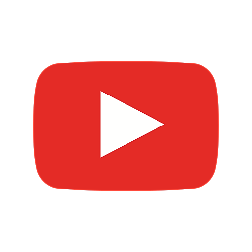 YouTube logo with play button symbol.