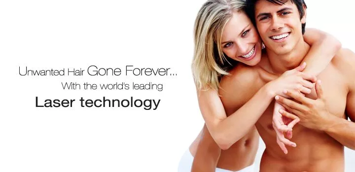 Couple demonstrating smooth skin results from laser hair removal treatment