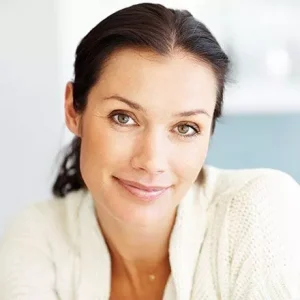 Facelift Woman with smooth facial skin and defined features, facelift result